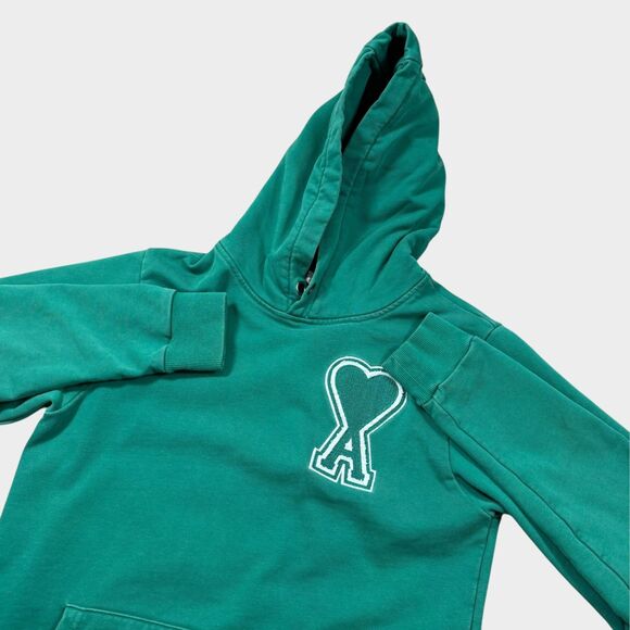 AMI Paris Alexandre Mattiussi Hoodie Green Ami de Coeur Logo XS Portugal - Picture 10 of 15